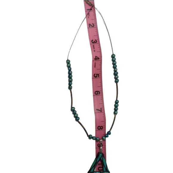 Blue Pearl Handblown Glass Pendant Handmade Necklace - Picture 5 of 7